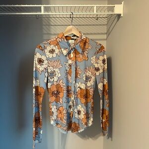 Wilfred Floral Blouse - Blue and Orange